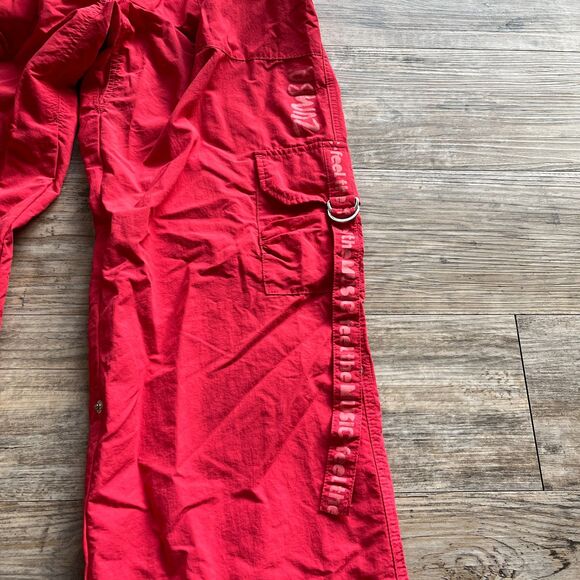 Zumba Pants Women's Large Y2K Cargo Straps Pink Coral Hooks Vintage Workout - Picture 9 of 11